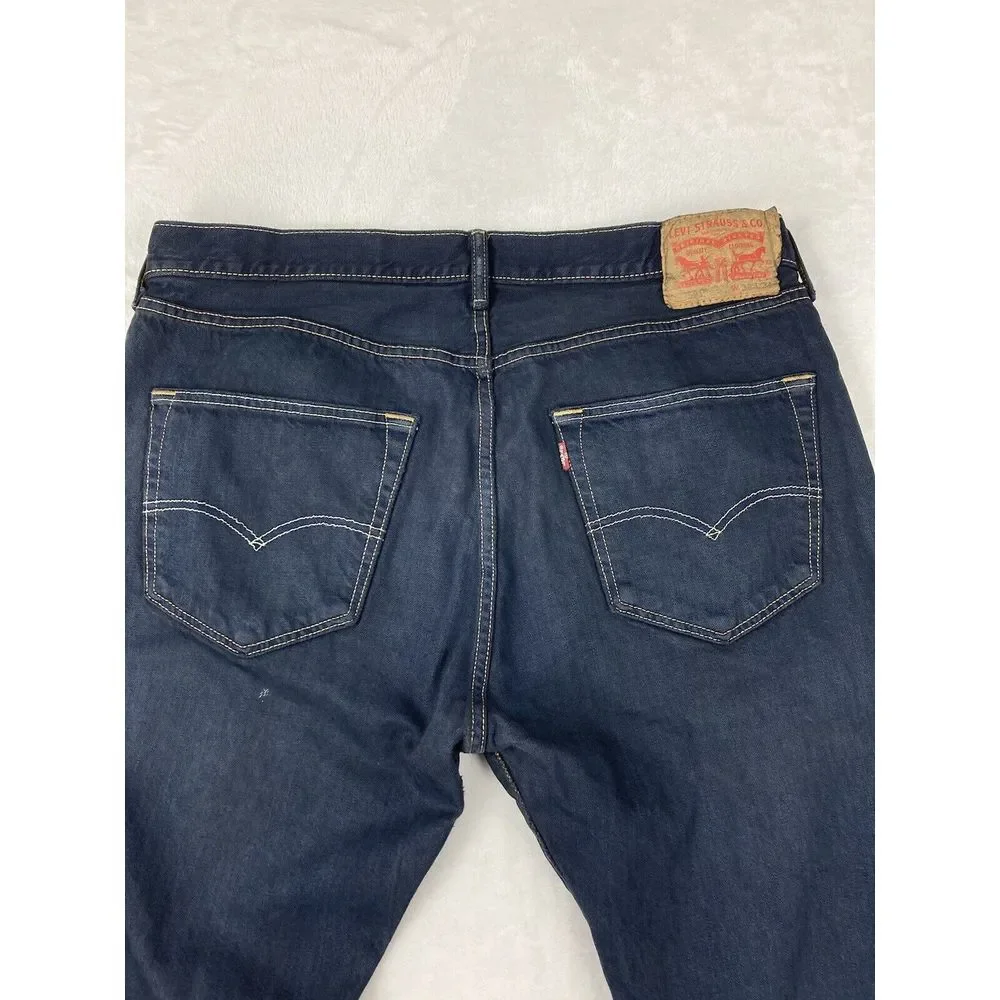 Levi's 501 Button Fly‎ Denim Jeans Mens Blue Dark Wash 36x34 (35x33 Measured)